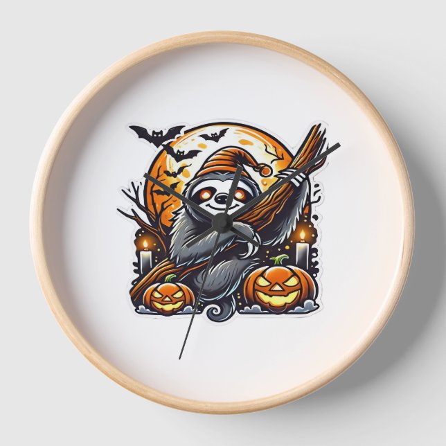 Horloge Jolie Soirée Sloth Halloween classique T-shirt (Recto)