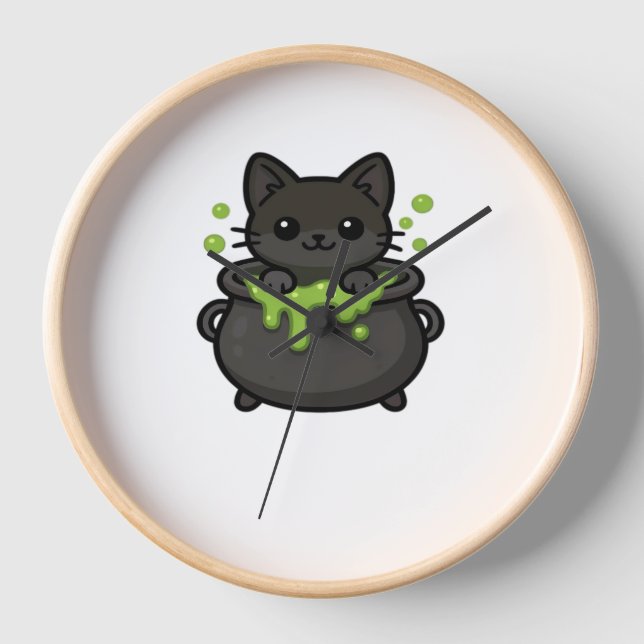 Horloge Jolie T-shirt Chat Noir Halloween (Recto)