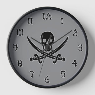 Horloge Jolly roger gris