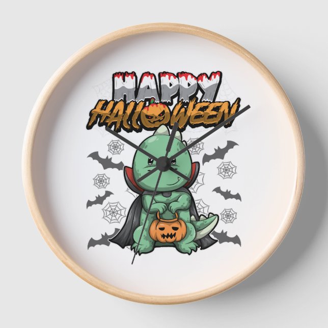 Horloge Joyeux Halloween Dragon déguisé (Recto)