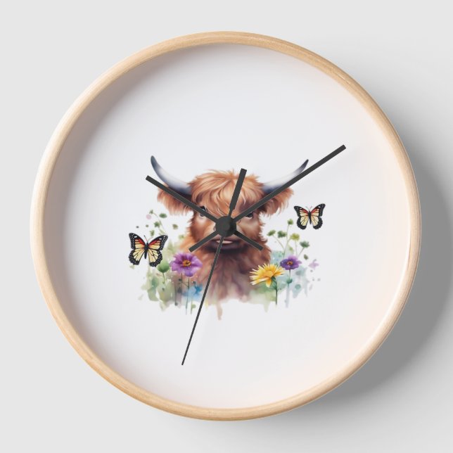 Horloge Joyeux Noël mignonne Highland Cow Classic T-Shirt (Recto)