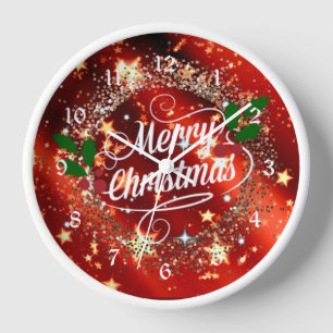 Horloge Joyeux Noël, paillettes et éclat,