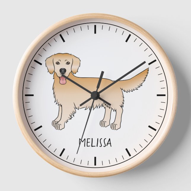Horloge Joyeux Yellow Golden Retriever mignon chien avec u (Recto)