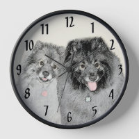 Keeshond Maman et Son Peinture - Art Chien origina