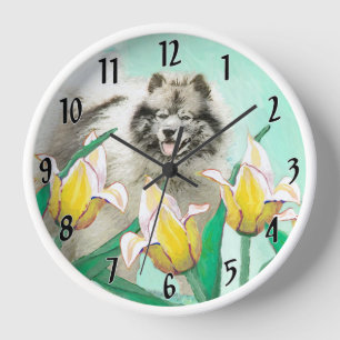 Horloge Keeshony in Tulips Peinture mignonne Original Chie