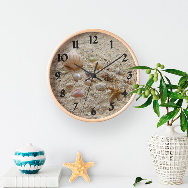 Horloge La côte de sable de la plage de Seashells (Créateur téléchargé)