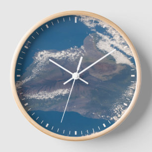 Horloge La Grande Île D'Hawaï Et Ses Montagnes