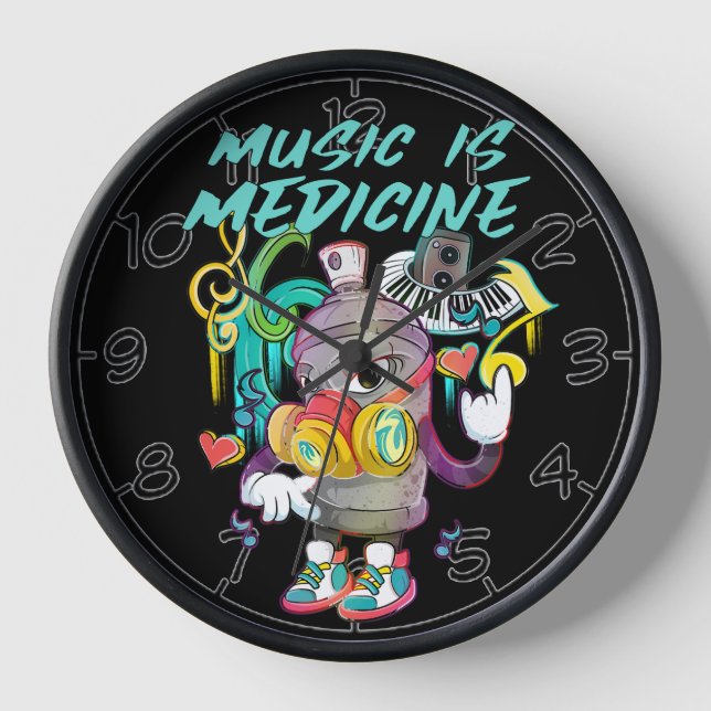 Horloge La musique urbaine est un Graffiti en médecine (Recto)