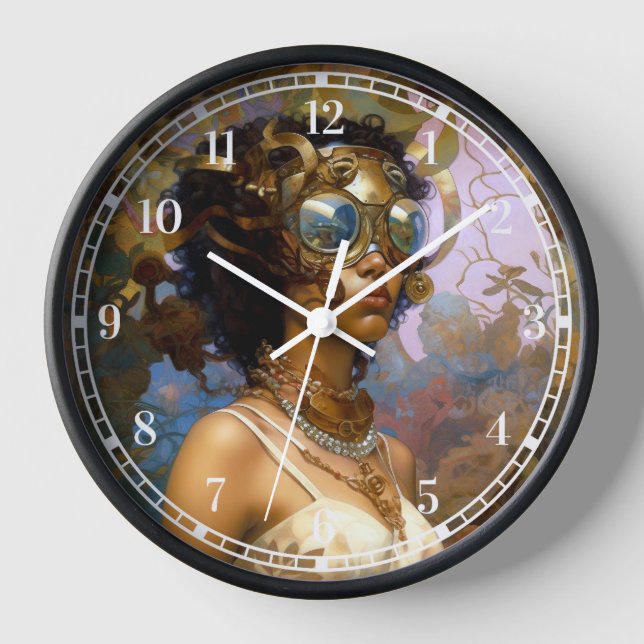 Horloge Lady Portant des lunettes Imaginaire noir Sci-Fi (Recto)