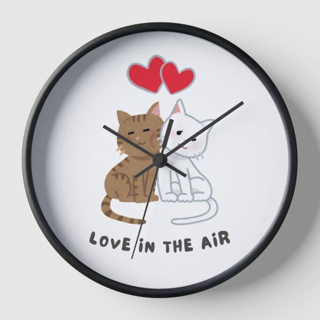 Horloge L'amour dans l'amoureux des chats aérien - Design  (Recto)