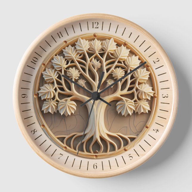 Horloge L'arbre du temps Une sculpture sur bois unique et  (Recto)
