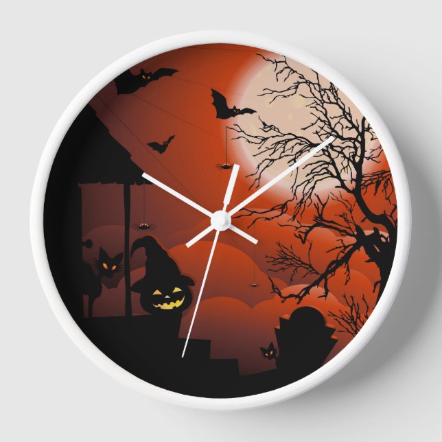 Horloge Le cauchemar de la lune sanglante d'Halloween (Recto)