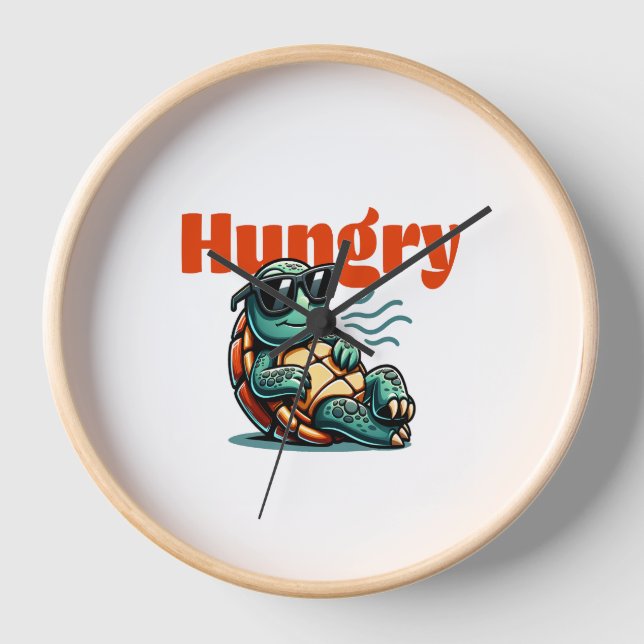Horloge Lente et faim - Tortue Cool (Recto)