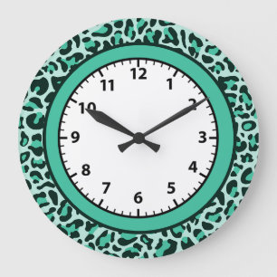 Horloge Léopard Imprimé Turquoise Guépard Tendance