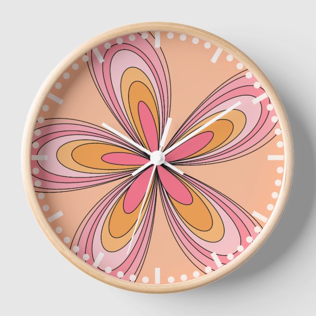 Horloge les années 70 Hippie super Pêche Fuzz Retro Daisy (Recto)