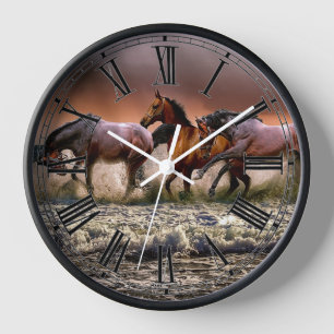 Horloge Les chevaux à la plage