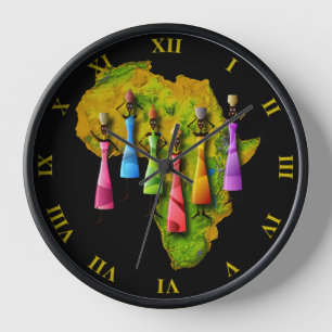 Horloge Les Femmes Africaines En Afrique Carte En Robes Co