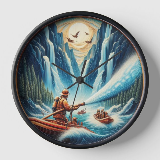 Horloge Les pompiers ont chargé sur leur bateau (Recto)