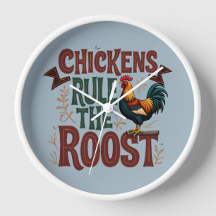 Horloge Les poulets gouvernent la ferme rustique la plus p