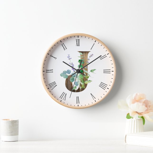 Horloge LETTRE JOLIE rustique J BOIS CACHETTE (Maison)