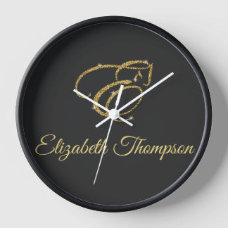 Horloge Lettre monogramme E Cheval en parties scintillant