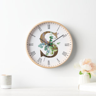 Horloge LETTRE rustique S ÉCHELLE CADRE EN BOIS