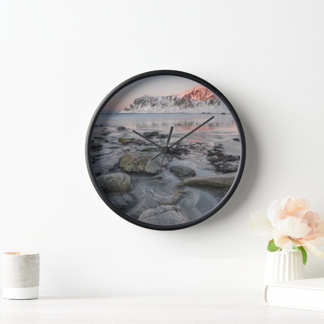 Horloge Lever du soleil Flakstad et la plage de Skagsanden (Maison)