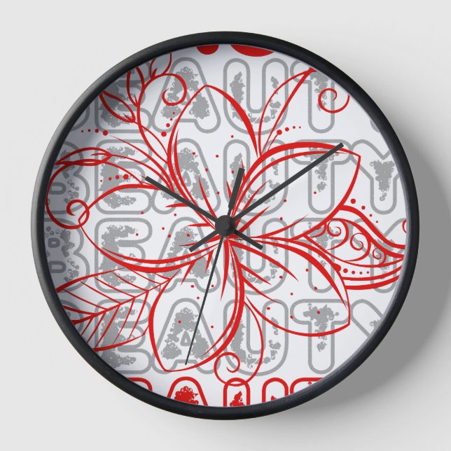 Horloge Ligne de fleurs de beauté Design de typographie (Recto)