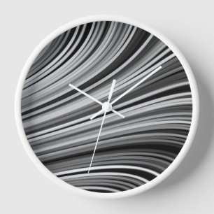 Horloge Lignes courbes modernes en gris argenté noir blanc