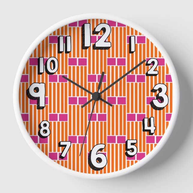 Horloge Lignes orange et boîtes roses (Recto)