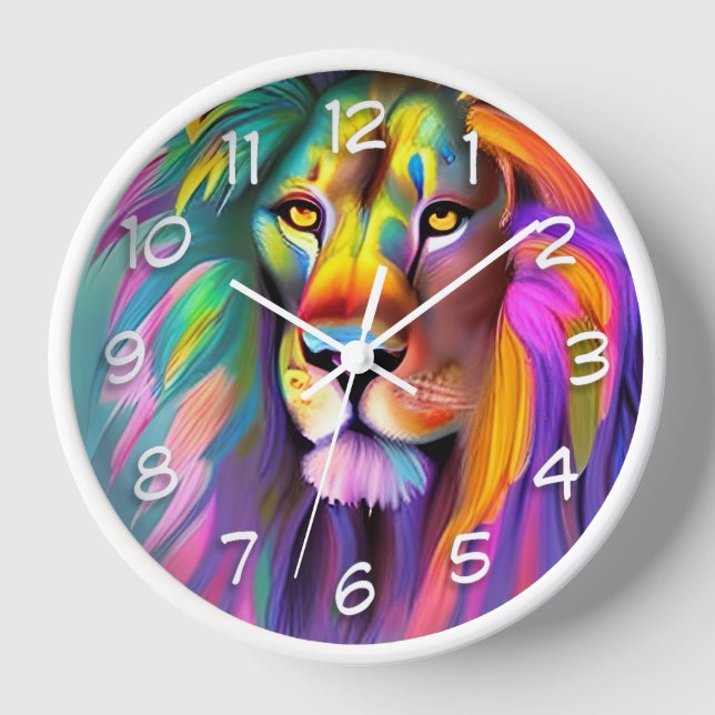 Horloge Lion Abstrait Face Mystical Imaginaire Art (Recto)