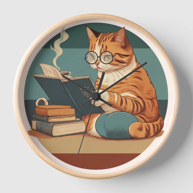 Horloge Livre De Lecture Et Boire Café Espresso (Recto)