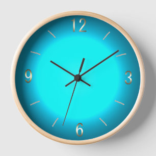 Horloge Lumineuse Aqua Blue Moon avec cadre naturel en boi