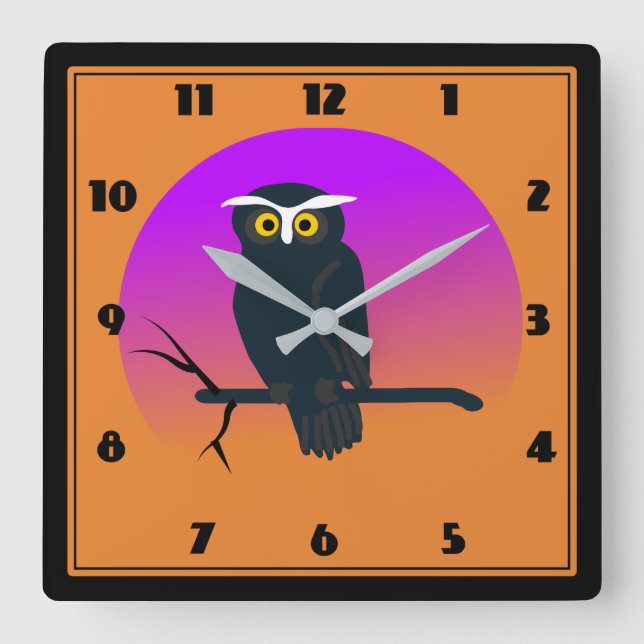 Horloge lunatique de hibou de huée (Recto)