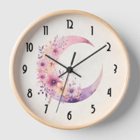 Lune rose Croissant avec de jolies fleurs