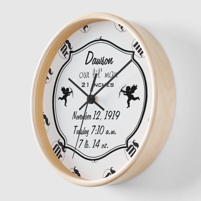 Horloge M. Mustache Lil Man Baby Boy Statistiques (Angle)