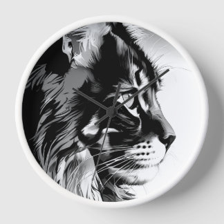 Horloge Maine Coon Wall Clock: White Frame Cat Home Decor