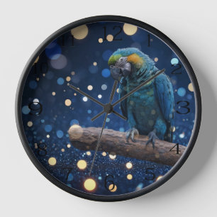 Horloge Majesté Bleue : La Macaw Bleue Sur Dreamy Blue Bok