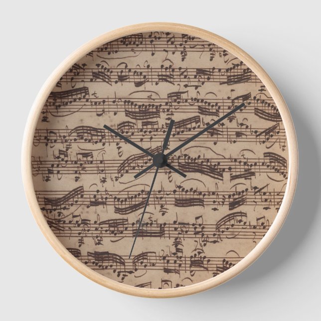 Horloge Manuscrit Bach Musique Feuille Antique (Recto)