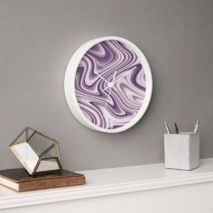 Horloge Marbre Abstrait pourpre liquide