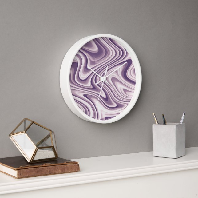 Horloge Marbre Abstrait pourpre liquide (Bureau)