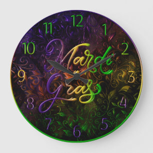 Horloge Mardi Gras, Floral Mardi Gras Coloré