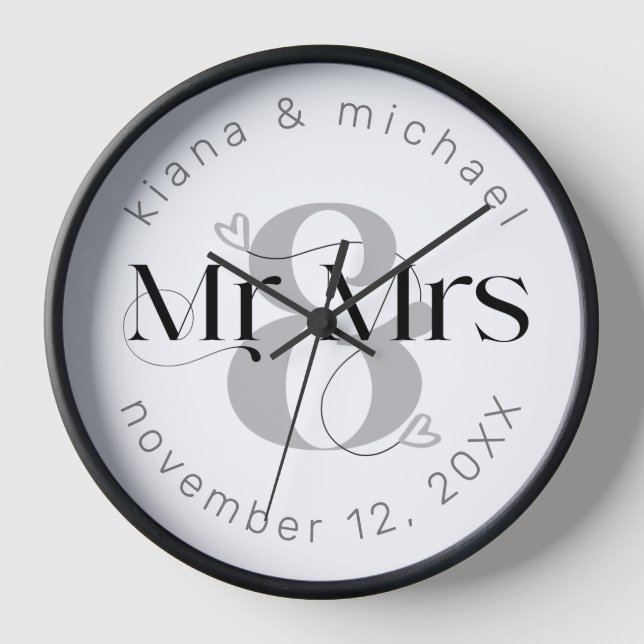 Horloge Mariage moderne décoratif M. & Mme ID887 (Recto)
