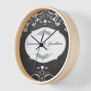 Horloge Mariages de typographie sur tableau noir