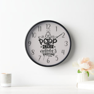 Horloge marrant poop renifler mot art salle de bain