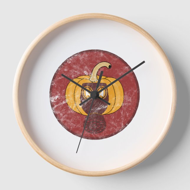 Horloge Masque à gaz citrouille Design Halloween (Recto)