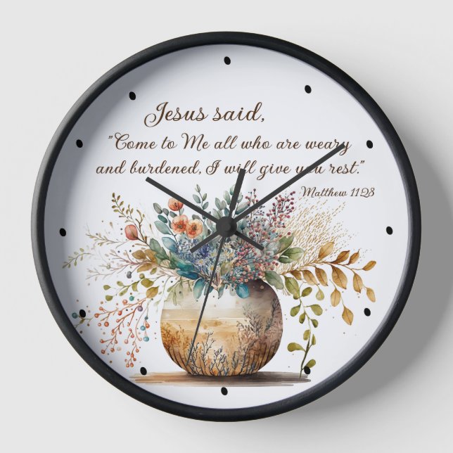 Horloge Matthieu 11:28 Jésus dit : Viens vers moi, Bible V (Recto)