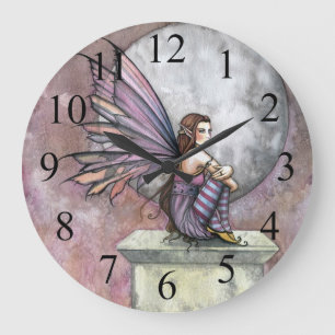 Horloge mauve et rose des fées et de la lune