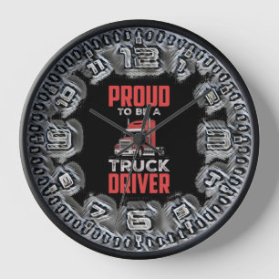 Horloge Médaille Lourde Fière D'Être Un Trucker