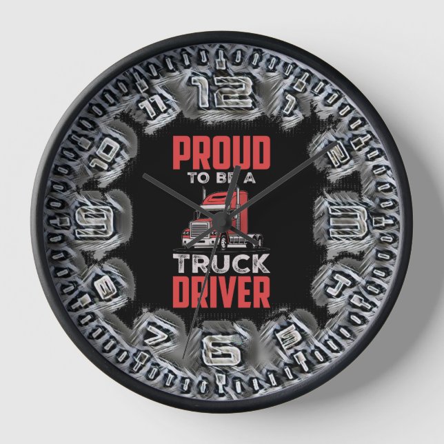 Horloge Médaille Lourde Fière D'Être Un Trucker (Recto)